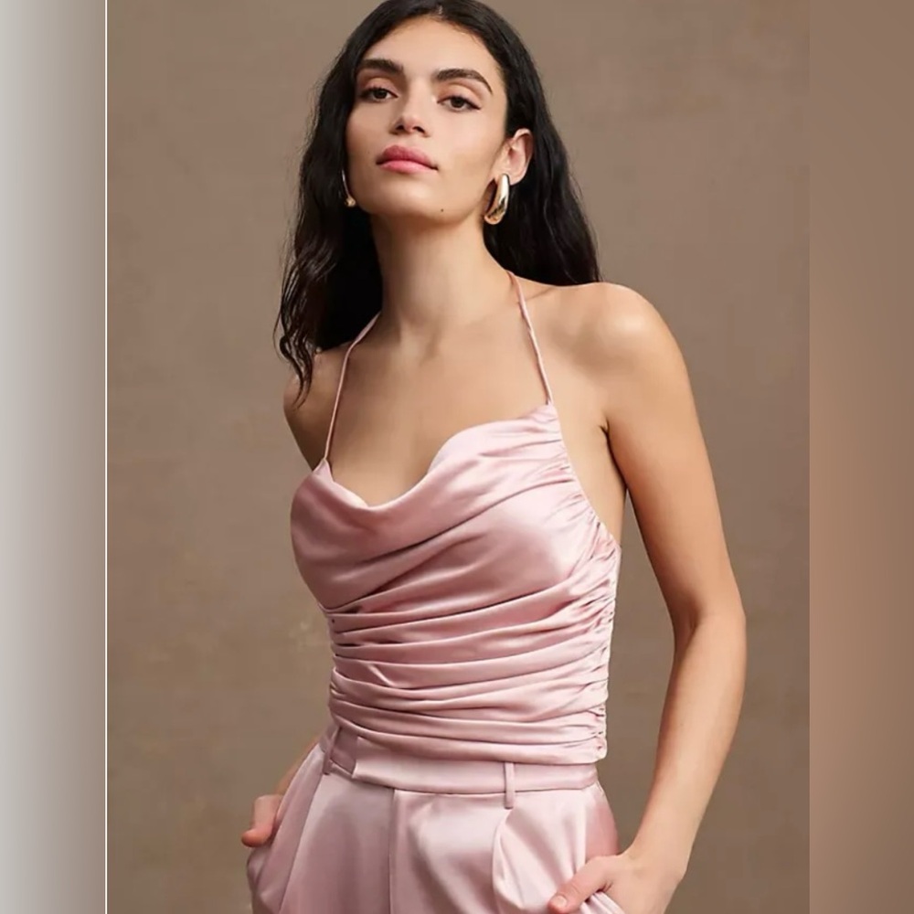 NWOT Ronny Kobo LEILANI Ruched Satin Halter Top size 2